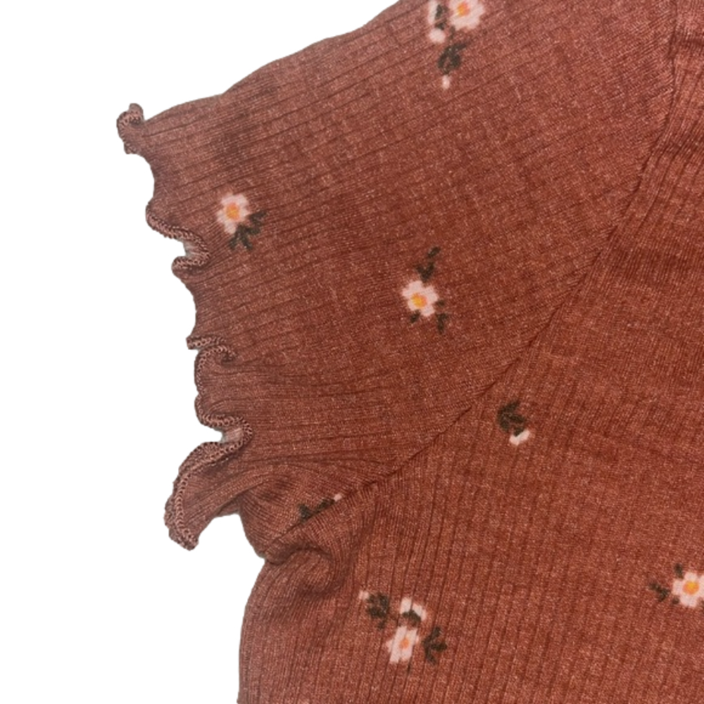 Orange and floral Girls Short Sleeve Henley T-Shirt by art class - Picture 4 of 5